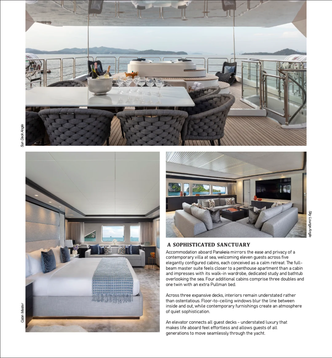 Panakeia sun deck, master cabin and sky lounge interiors — EXOTIQ Magazine page 3