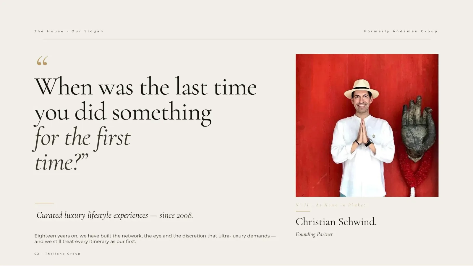 Thailand Group luxury hospitality brochure — page 2