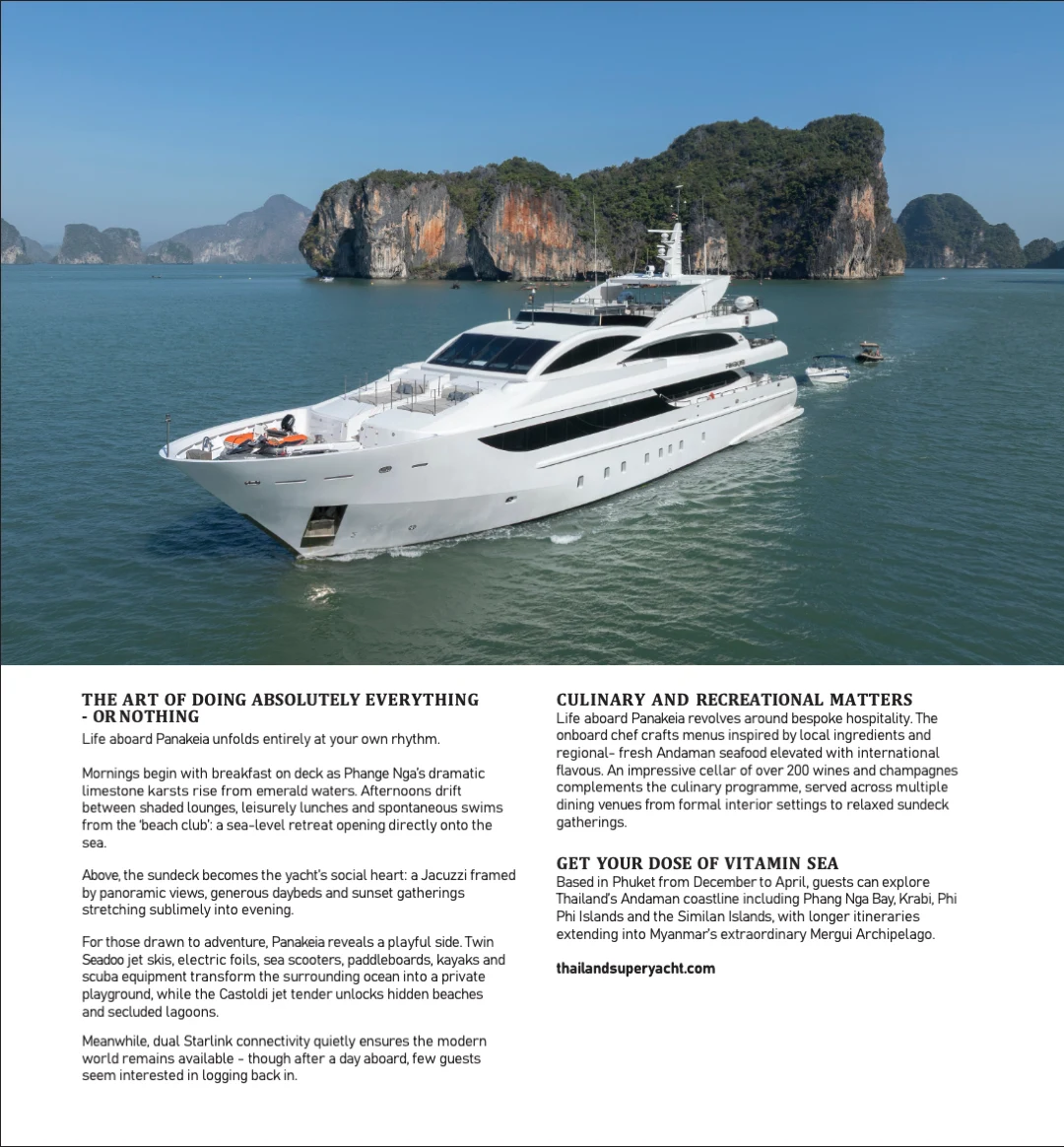 Panakeia cruising the Andaman Sea with editorial feature text — EXOTIQ Magazine page 4